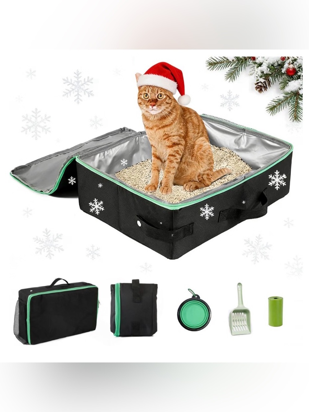 Portable Travel Cat Litter Box Kit w/ Scoop & Waste Bags – New